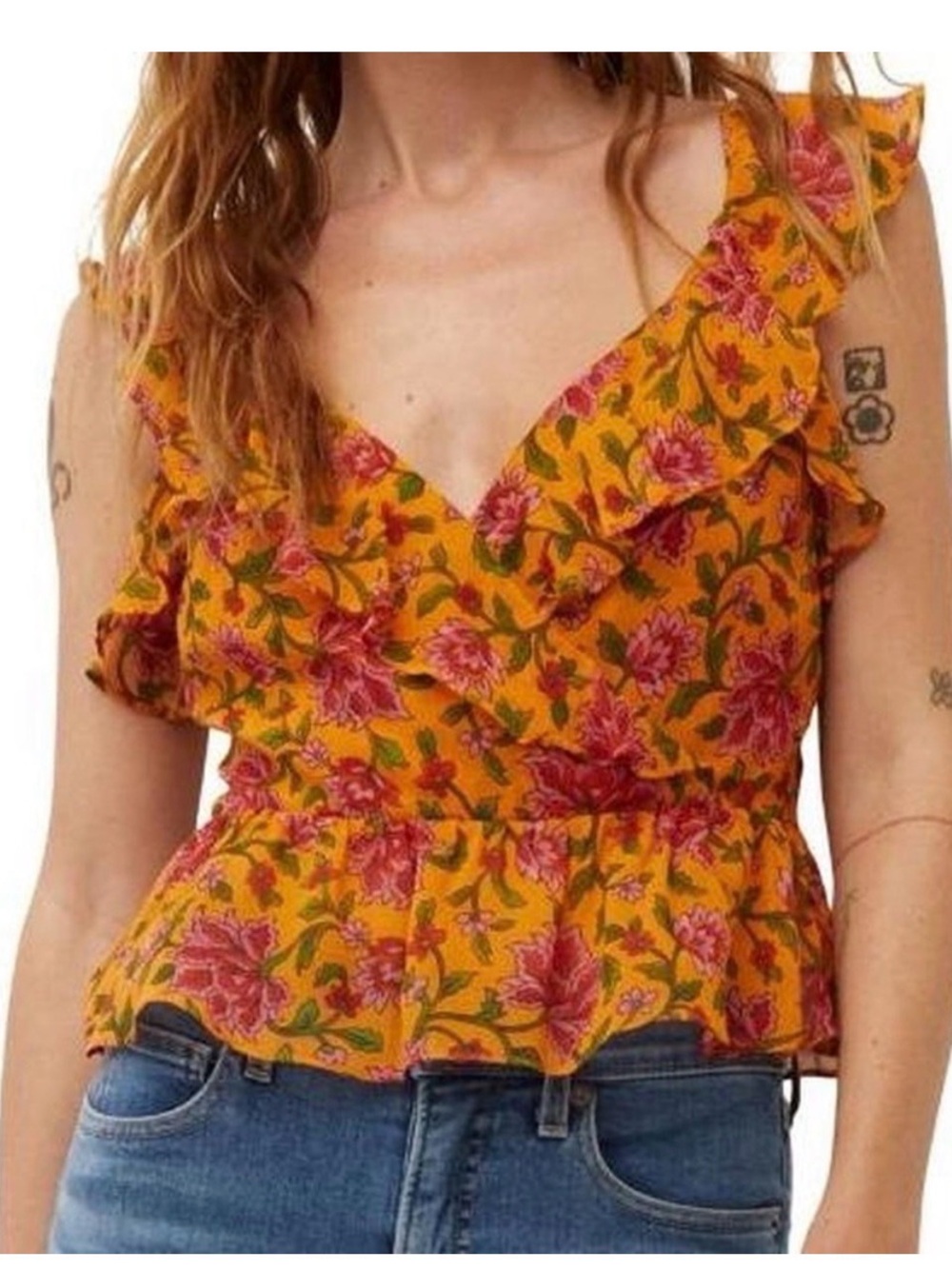 Veronica Beard Floral Silk Top Size 16 NWT